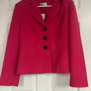 Le Suit Hot Pink Blazer with Black Buttons Size 10, great work piece